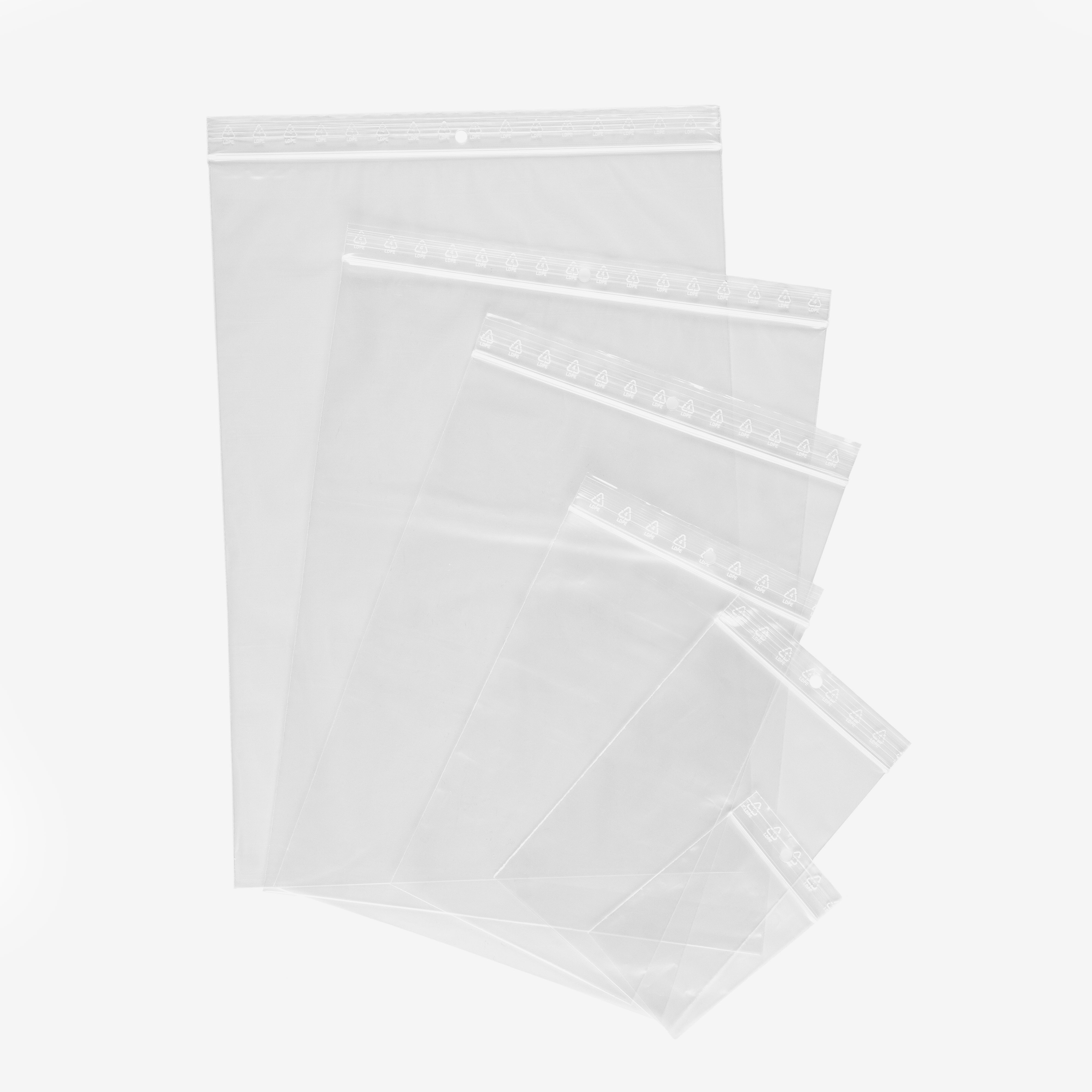 for sale in bulk by The Pack Stock Gripper Bags Transparent Recycled PE