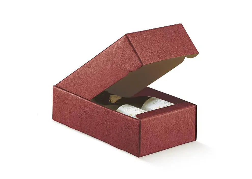 Open red jewelry box with a small object inside on a white background