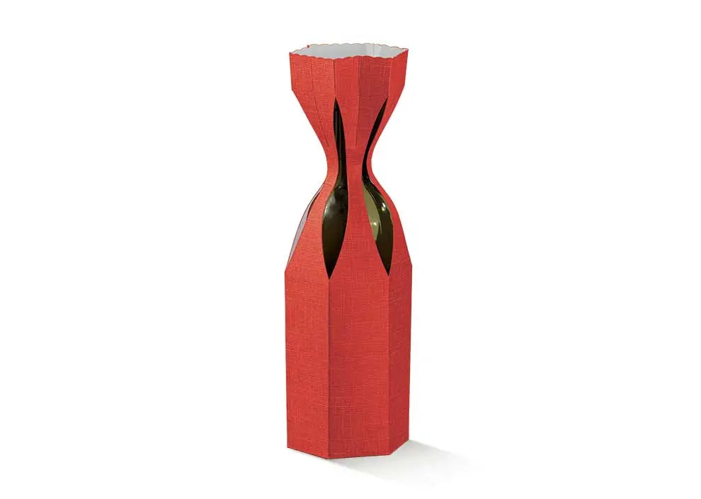 Red wine bottle packaging on a white background