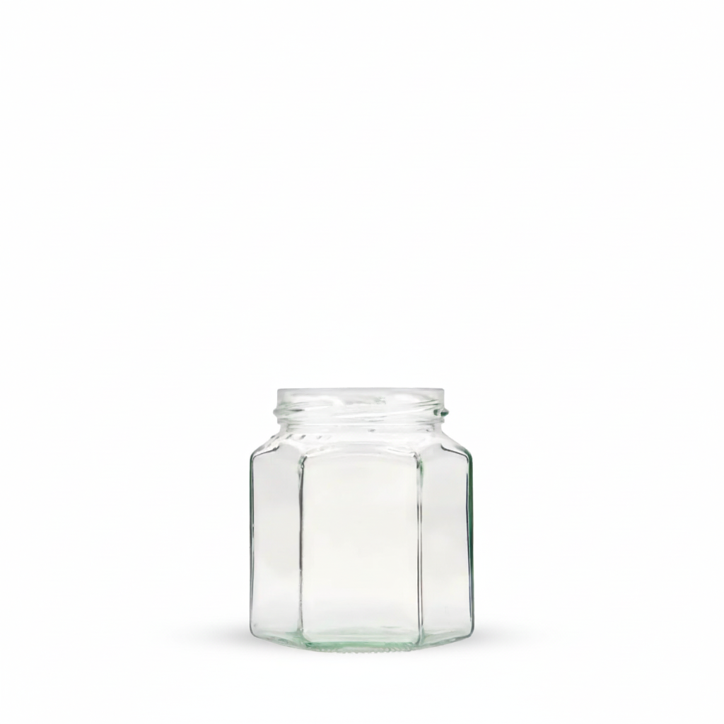 Glass Jar Hexagonal 190ml The Pack Stock