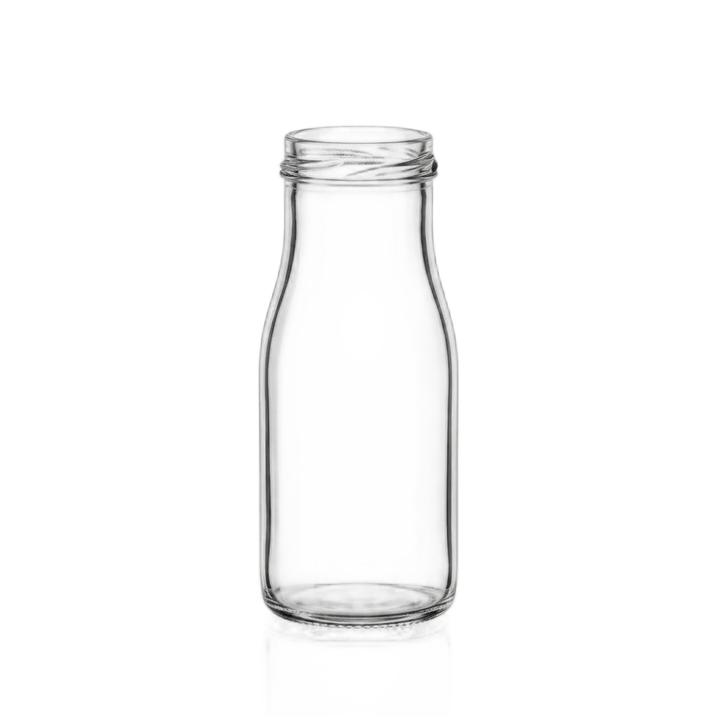 Clear glass bottle on a white background