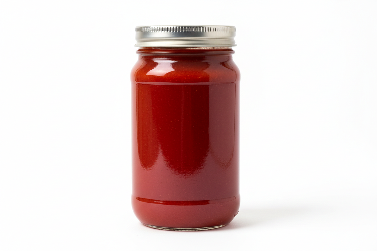 create a food jar with inside a tomato sauce